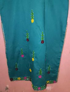 Teal Embroidered Kurta