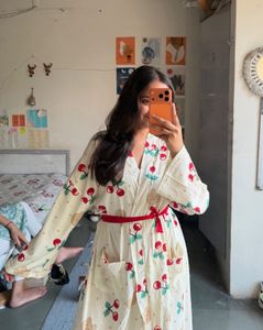 Cute Cherry Print Robe
