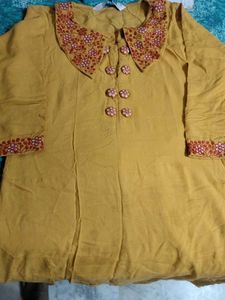 Vintage Mustard Embroidered Tunic