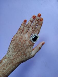 Black Stone Ring Beautifully Designed With Diamonds *PARCEL OPENING VIDEO IS MUST*