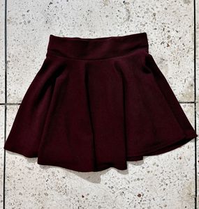 Maroon Textured Skater Skirt