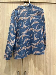 Sheer Blue Print Tie Neck Top