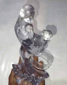 Royal Crystal Mother&amp;Child Statue with Ring Holder