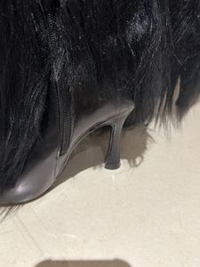 custom made Black Faux Fur Knee-High Boots