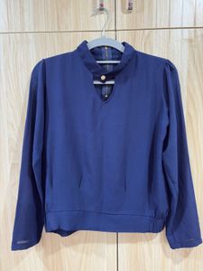Elegant Blue Long Sleeve Top