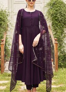 Elegant Purple Anarkali Suit with Dupatta