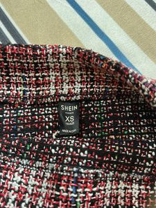 Tweed Mini Skirt with Fringes