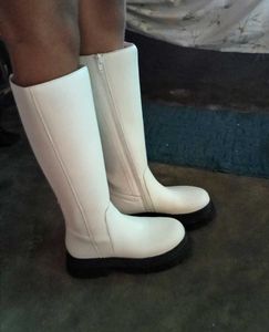 Chic White Knee-High Boots