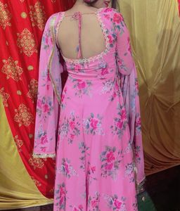 Padded Floral Print Kurta Set with pant without du