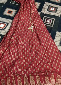 Maroon Colour With Gold Colour Border Anarkali Kurta