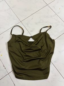 Lulu and Sky Olive Green Cutout  Top