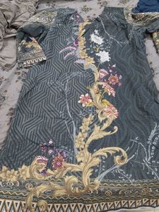 Embroidered Grey Kurta with Salwar
