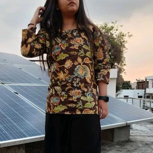 Floral Print Cotton Kurta