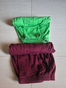 Maroon and Green Leggings