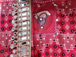 Vibrant Pink Bandhani Saree with Mirror Work