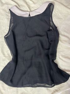Sheer Black Peter Pan Collar Top