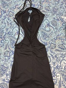 Sleek Black Halter Mini Dress