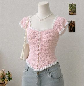 Crochet Ruffle Corset Top
