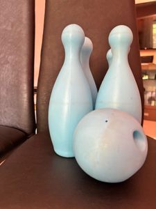 Blue Bowling Ball and Pins Toy Set