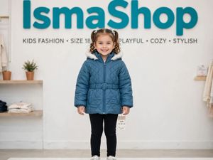 Quilted Navy Winter Coat with Fur Hood