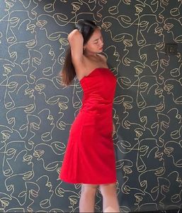 Elegant Red Halter Neck Dress