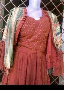 bust 38 Elegant Maroon Kurta Set with Jacket