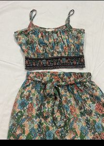 Boho Floral Crop Top &amp; Wide Leg Pants Set