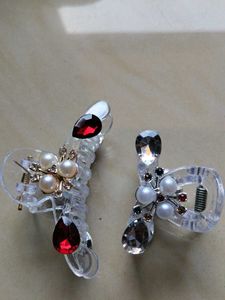 Pearl &amp; Gem Hair Claw Clip   2combo