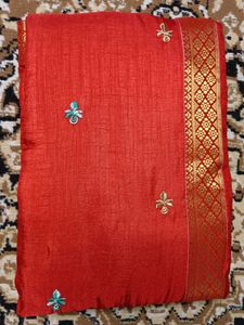 Red Compact Salasar Saree With Blouse Piece