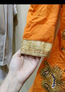 Orange punjabi/patiala suit with salwar