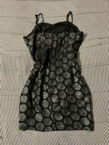 Sleek Black Polka Dot Mini Dress