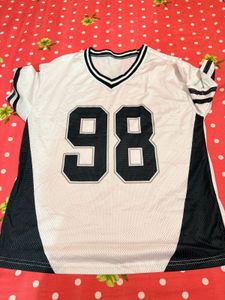 White &amp; Black Jersey Top