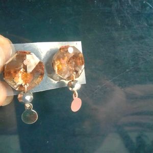 Diamond Cut Stone Earrings
