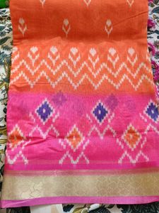 Vibrant Ikkat Print Saree with Paithani Pallu