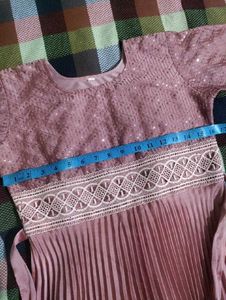 Elegant Pink Pleated Maxi Dress