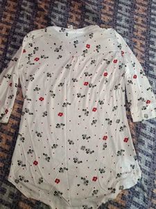 White floral cotton Kurta
