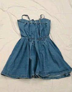 Denim Mini Dress with Zipper