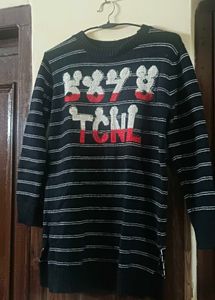 Striped Knit Sweater with Embellishments