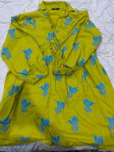 Yellow Bird Print Kurta🌷(not even wore once)