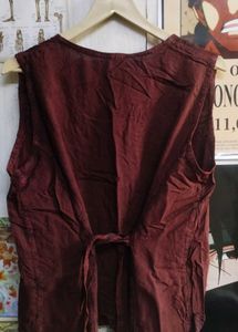 Maroon Embroidered Sleeveless Kurta Top