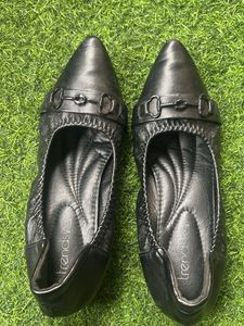 Black Leather Comfort Heels