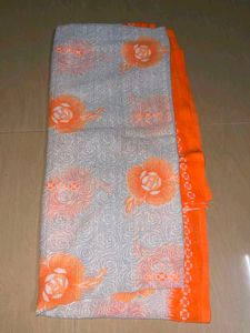 Beautiful Orange Floral Saree