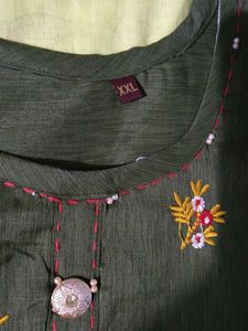 Embroidered Kurti - Dark Green