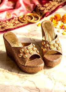 Sparkling Gold Embellished Flats