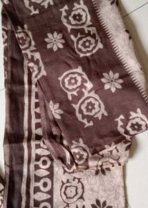 Brown Printed Unstitched Suit Set