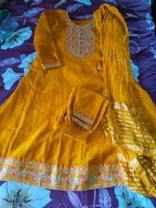 Yellow Embroidered Kurta Set with Dupatta