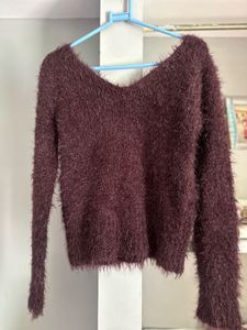 Burgandy shimmery fur sweater