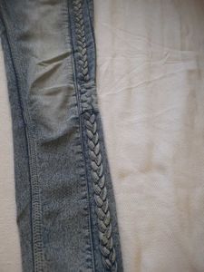High-Waist Slim Fit Jeans with Braided De
