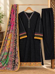 black chikankari kurta set