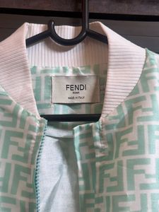Fendi Faded FF Pattern Long Bomber Jacket